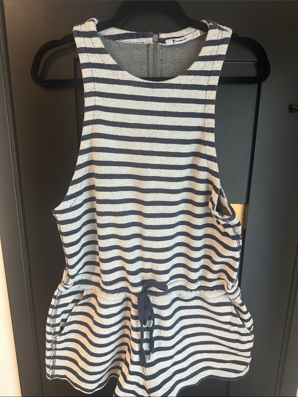 T by Alexander Wang Navy and White Striped Kids Romper